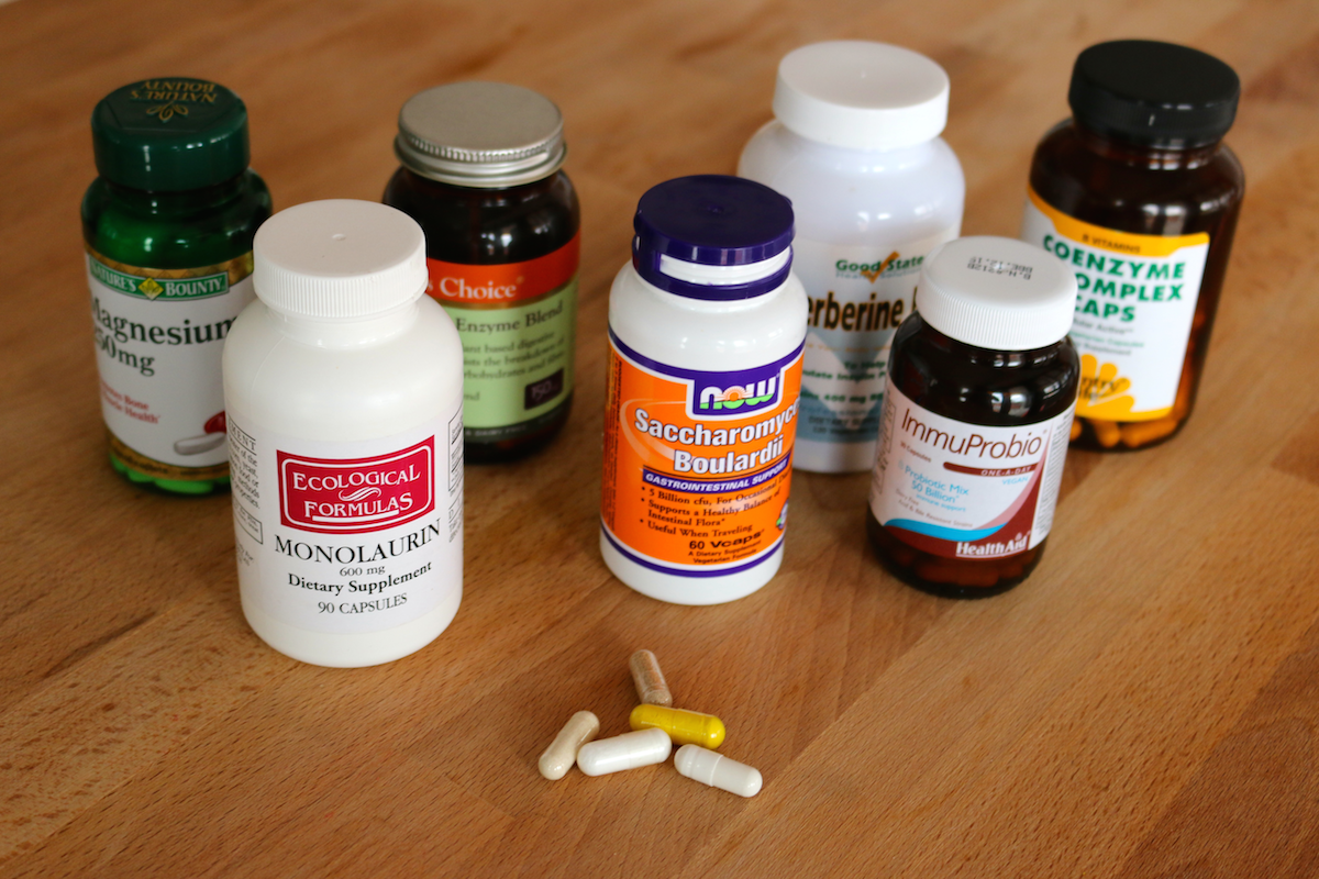 Suplementos probióticos em cápsulas