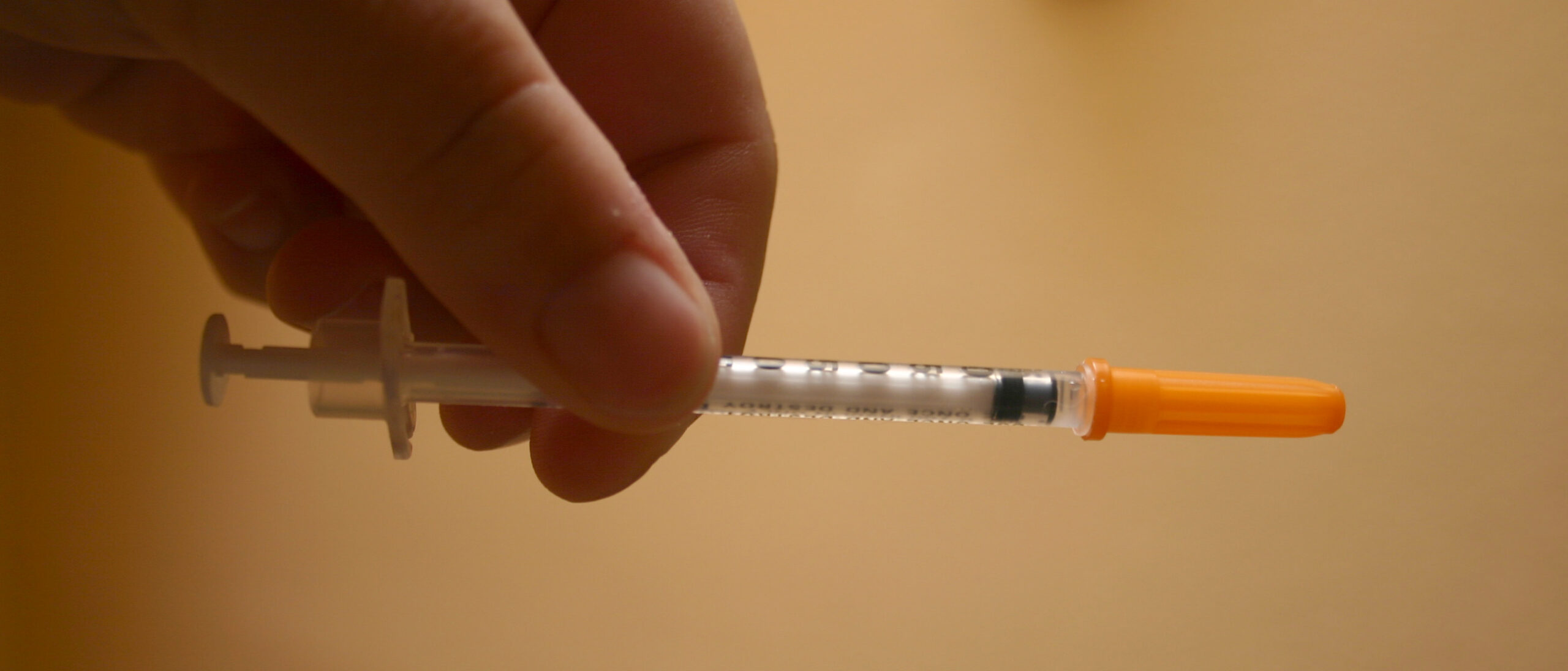 Seringa com insulina usada para aplicação em gato diabético